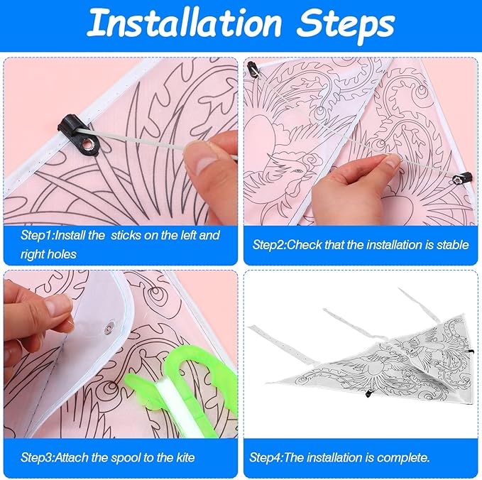 20 Pack DIY Coloring Kite Kit for Kids Pre-Printed Cartoon Animal Pattern Kites for Beginners Easy to Fly Kite Set with Line Handle for Birthday Party Favors School Craft