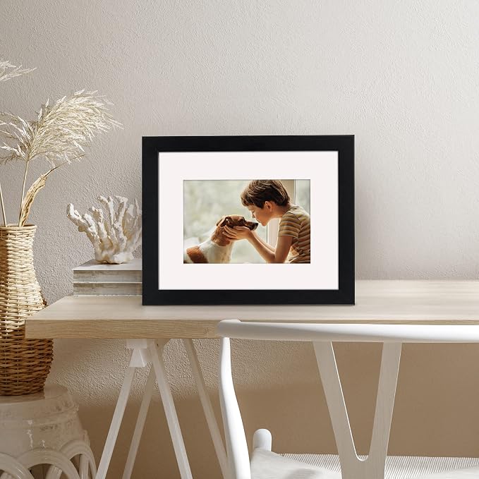 Americanflat 8x10 Picture Frame with Shatter-Resistant Glass - Use as 5x7 Frame with Mat or Display 8x10 Photo Without Mat - Signature Collection - Picture Frames for Tabletop and Wall Display - Black | Shatter-resistant glass, wall or tabletop display...