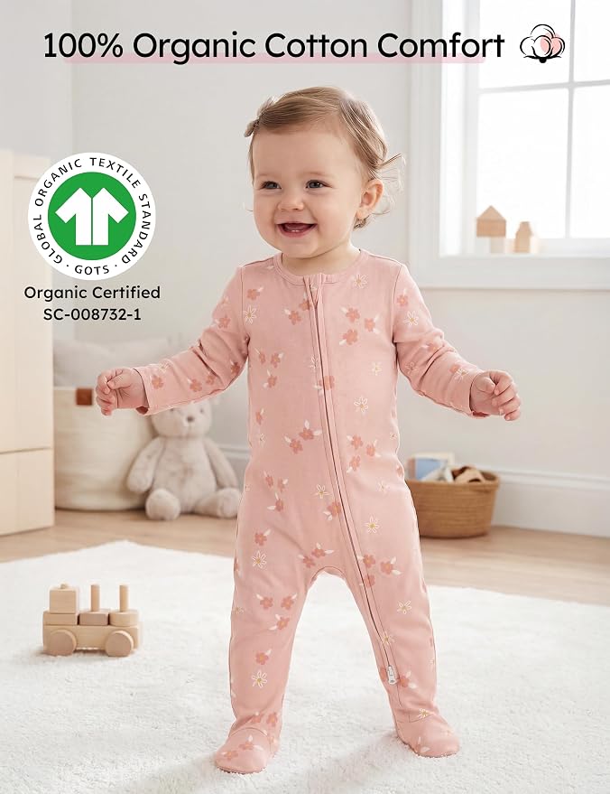 Yoofoss Baby Pajamas 100% Organic Cotton Baby Sleepers for Newborn 0-3 3-6 6-9 Months Boys Girl Clothes 3pcs Footed PJs