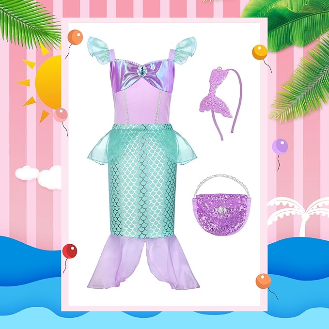 ReliBeauty Princess Dress up for Girls 3-8