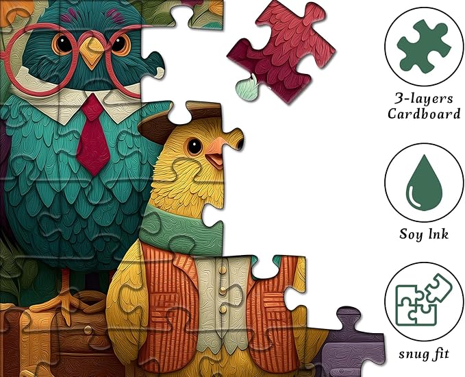 Bird Puzzles for Adults 1000 Pieces, Cute Bird Flower Garden Quilt Puzzle, Funny Floral Jigsaw Puzzle with Animal,Patchwork Challenging Puzzles for Adults