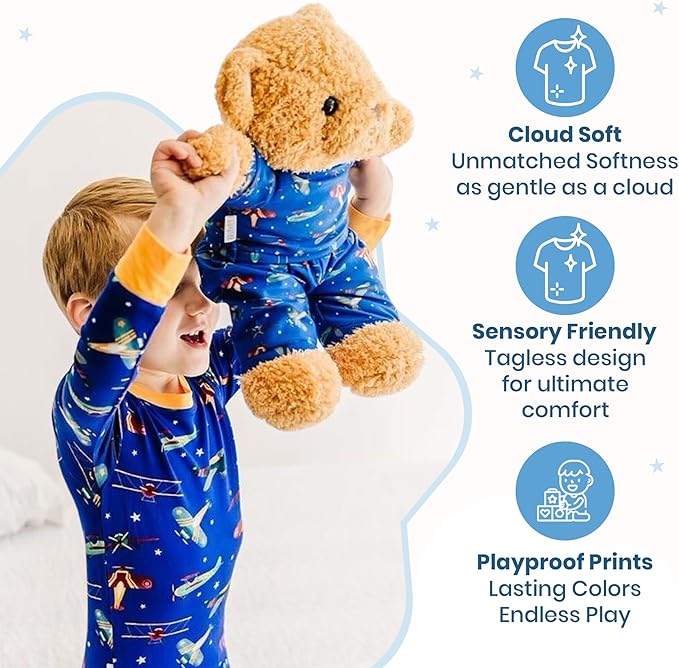 Zip N' Bear Soft Plush Teddy Bear Stuffed Animal with Sky Sleepers Pajamas - Zippy The Bear Cute Cuddly Plush Toy, Perfect Sensory Teddy for Kids, Toddlers - Adorable Gift & Bedtime Companion