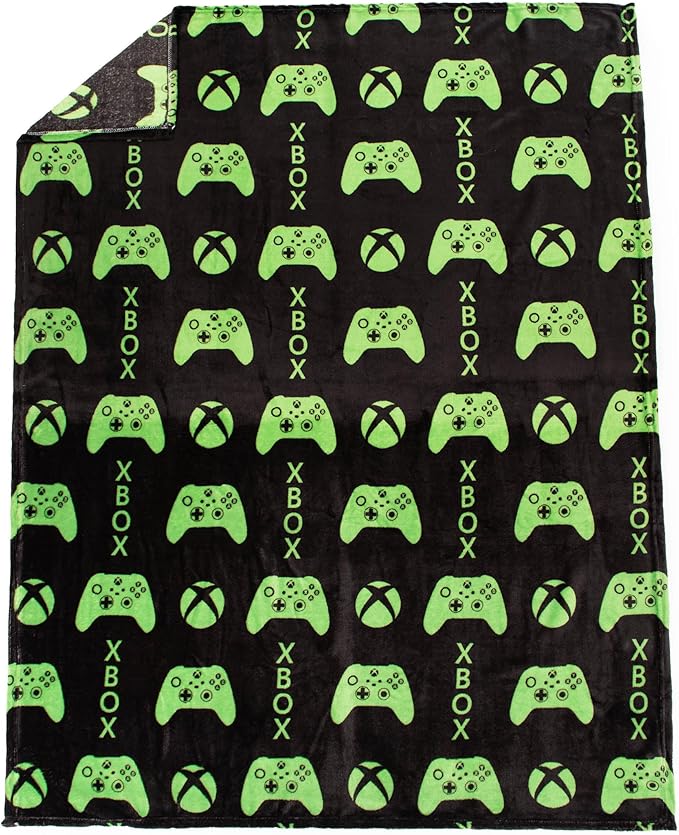 Jay Franco Xbox Throw Blanket with Game Controller Gift Box - Plush Throw Measures 46 x 60 Inches - Kids Super Soft Special Edition Fleece Gamer Bedding