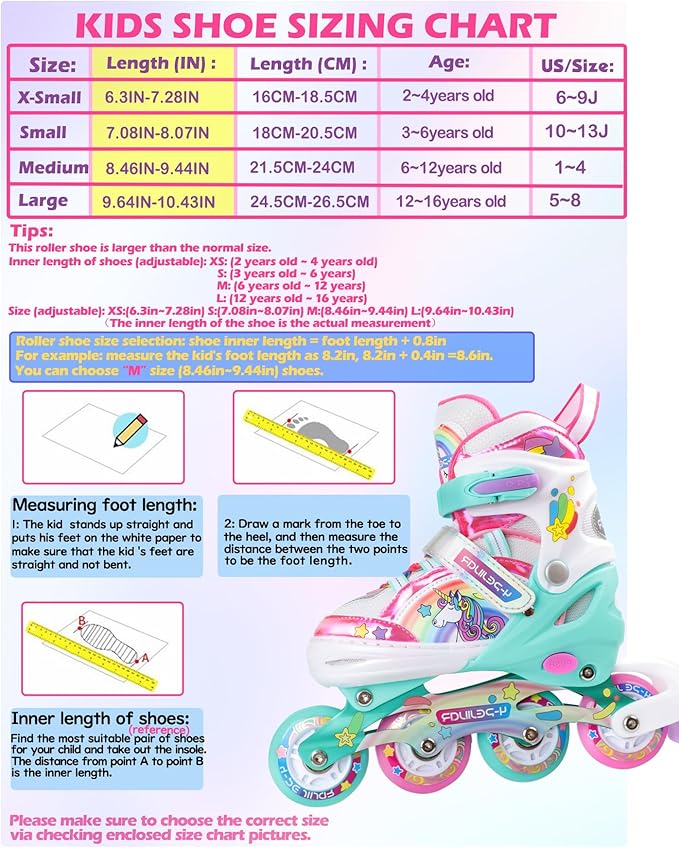 Unicorn Rainbow Inline Skates for Girls Teens Womans,4-Pejiijar Roller Skates for Girls Ages 6-8-12 w/Luminous Wheels,Kids Adjustable Roller Shoes for Birthday Xmas Gifts
