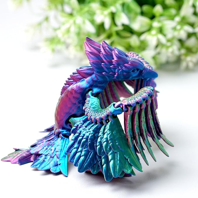 3D Printed Phoenix Model,Flexible Realistic Articulated Animal Fidget Toys,Mystery Figurines Gifts for Easter,Executive Desk Funny Décor and Festival Collectible,Easter Basket Stuffers (RGB)