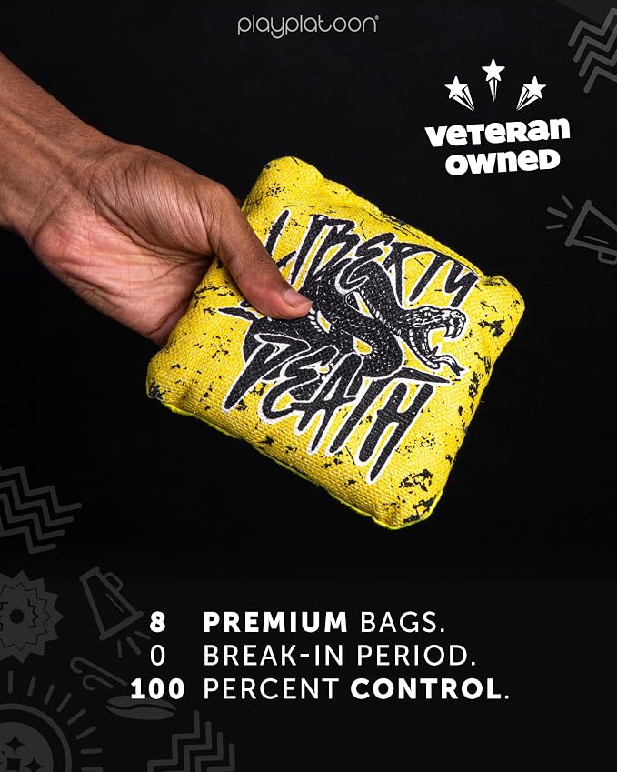Play Platoon Pro Cornhole Bags Set of 8 - Professional Dual Sided Slick and Sticky Side Competition Corn Hole Bags - Tournament Series