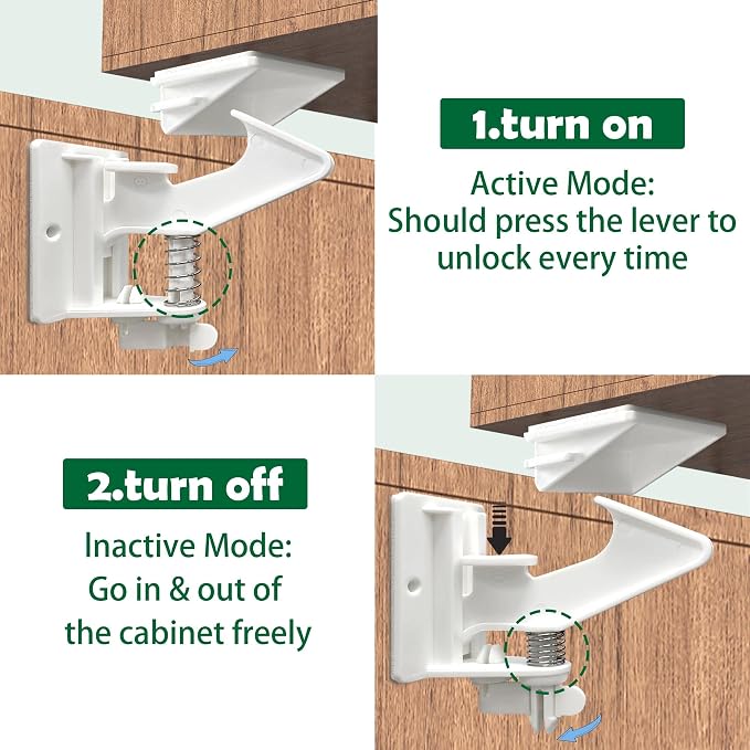 Vmaisi 24 Pack Cabinet Locks Child Safety Latches - Baby Proofing Cabinets Drawer Lock with Adhesive Easy Installation - No Drilling or Extra Screws (White)