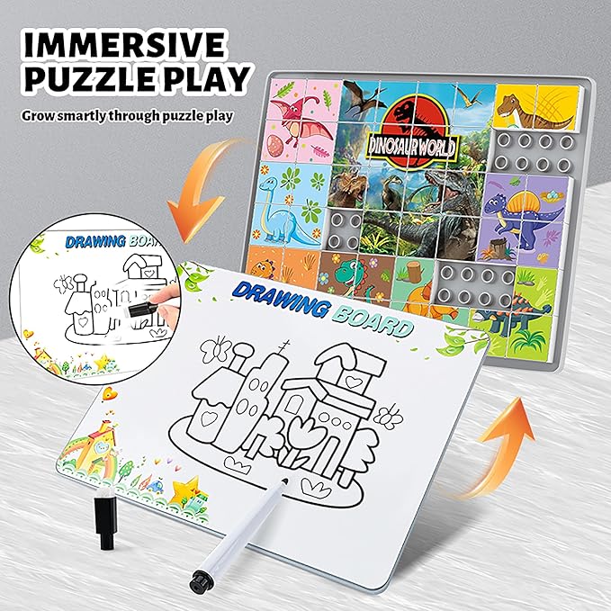 Anzikfoy 48 Piece Puzzles Toys for Kids Ages 3-5, 2 in 1 Animals Theme Jigsaw Puzzles, Preschool Educational Brain Teaser Toys for Boys and Girls 3-6 Years Old.