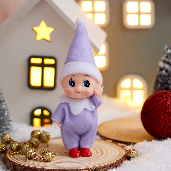 JOYIN 1 Pack Christmas Purple Tiny Elf Soft Plush Toy for Adults Kids Accessories Party Favors Xmas Party Supplies Christmas Decor, Xmas Gift