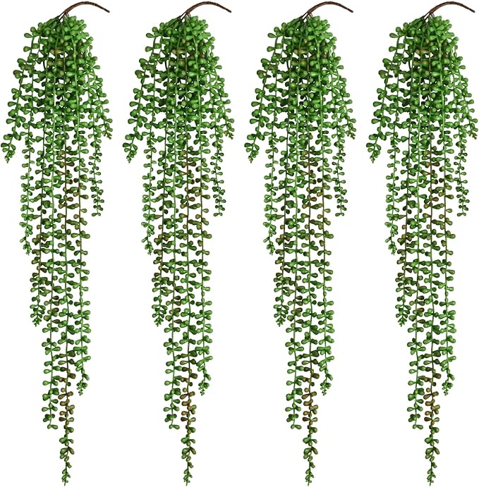 Waipfaru 4Pcs Artificial Hanging Plants for Outdoors, Fake Vines Greenery | UV Resistant Faux Outdoor Plants Ivy Vines for Modern Boho Patio Outdoor Indoor Party Wall Porch Gazebo Aesthetic Decor
