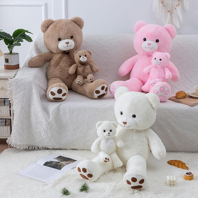 Big Teddy Bear 3 Feet Giant Stuffed Animal Brown Large Teddy Bear Stuffed Animals Huge Stuffed Bear Plush Toy for Girlfriend Women Kids for Halloween Christmas