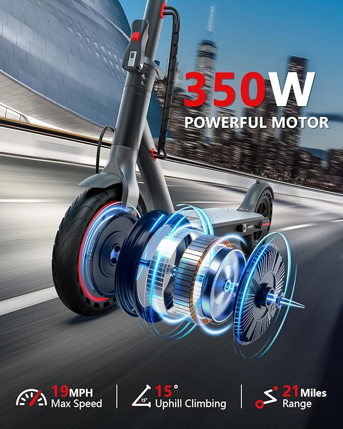 NAVIC Electric Scooter with Dual Suspension/Braking, 350W/500W Motor, 19/22 Mph,Max 22/25/27/49Miles Range, Foldable E Scooter for Adults with App