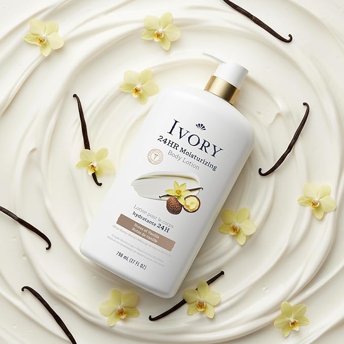 Ivory Hand & Body Lotion + Body Wash Bundle, Oatmilk Scent, 24hr Moisturizing & Nourishing Hydration, Repairs and Soothes Extra Dry & Itchy Skin, Made with Shea Butter Blend, 27 fl oz (Pack of 2)