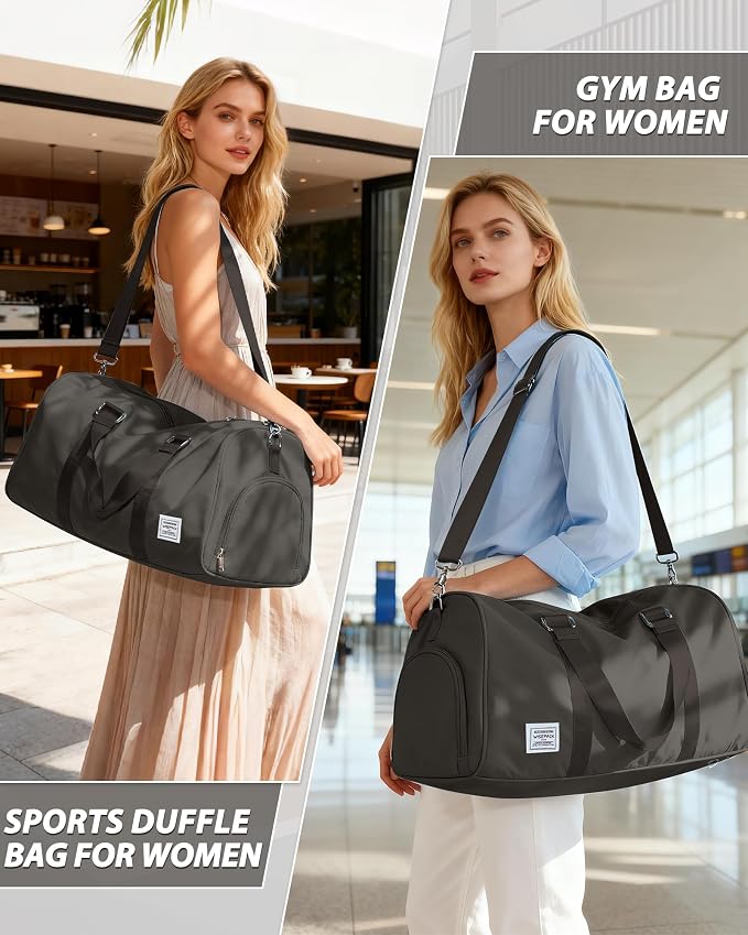 Travel Duffle Bag,Weekender Overnight Bags for Women with Shoes Compartment,Tote Gym Bag Personal Item Carry On Bag for Travel Business Trips Sport Hospital Dance Coffee Brown