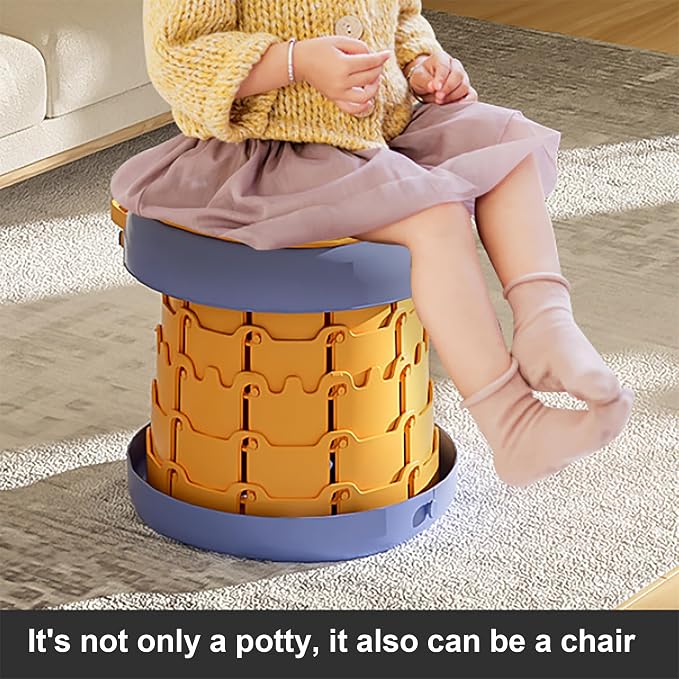 PVC Portable Potty, Children's Foldable Toilet, Baby Travel Urinal (Yellow)