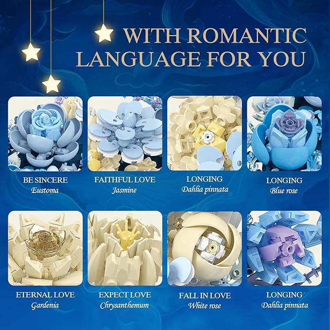Moon Flower Building Set,935PCS Botanical Collection Set for Elegant Home Decor & Romantic Gift