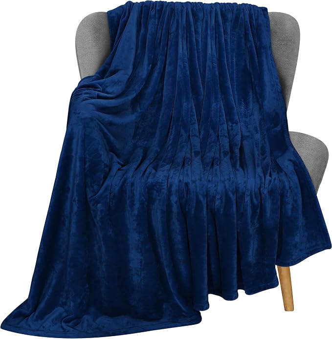 Utopia Bedding Ultra Soft Fleece Bed Blanket Throw Size Navy (50x60 Inches) | Microfiber Plush Warm Lightweight Breathable Cozy Blanket Anti-Static, All Season Use, Gift for Women and Men