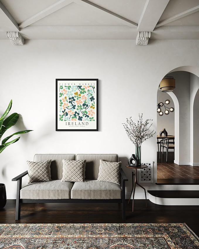 Ireland, Shamrock Unframed Art Print Poster, Flower Market Wall Art, Floral Artwork Decor for Bedroom, Kitchen, Bathroom, Livingroom Decoration 52 (Ireland, Shamrock, 20"L x 16"W, Unframed)