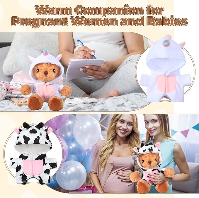 5 Pcs Bear Clothes with 1 Pcs Bear, Stuffed Animal Clothes Fit 6-8 Inches Plush Toy Doll Small Outfit Stuffed Animal Accessories Cute Hoodie DIY Toy