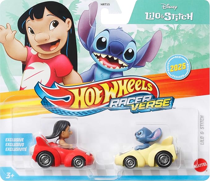 Hot Wheels Toy Cars, Set of 2 RacerVerse Die-Cast Vehicles with Character Drivers Optimized for Performance on RacerVerse Track (Styles May Vary)