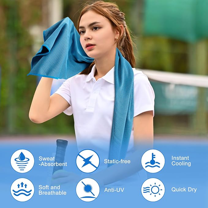 Aegero 4 Pack Cooling Towel (40"x12"), Cooling Neck Wraps,Soft Breathable Chilly Towel, IceTowel, Microfiber Towels for Yoga, Sport, RunninGym, Camping, Fitness, Workout & More Activities(Multicolor5)