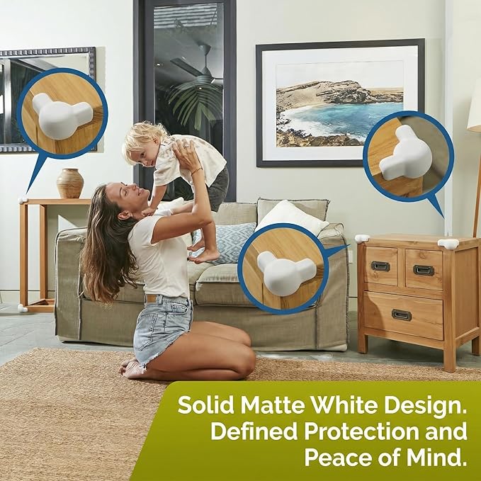 Silicone Corner Protectors for Baby Proofing – Soft Adhesive Corner Guards for Tables & Furniture, Child Safety Edge & Corner Bumpers. Protects Toddlers from Sharp Edges (12 Pack/White)
