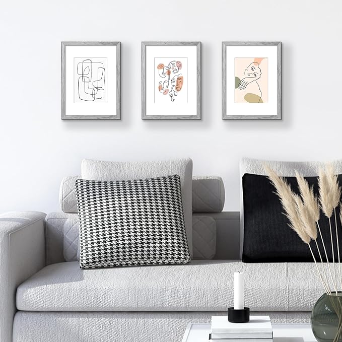 upsimples 9x12 Picture Frame, Display Pictures 6x8 with Mat or 9 x 12 Without, Wall Hanging Photo Frames, Gray, 1 Pack