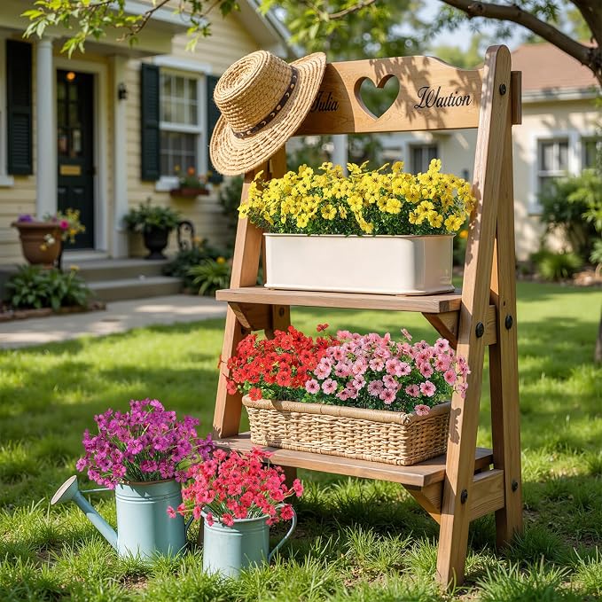 Alupssuc 48 Bundles Artificial Daisy Flowers UV Resistant for Outdoor Decor | Silk & Plastic, Spring Faux Plants Greenery, Bendable Stems, for Porch Patio Hanging Window Planter Yard Outside, 5 Colors