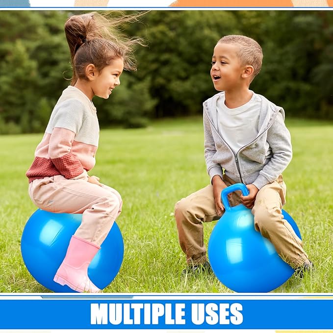 Kids Bouncy Hopper Ball with Handle Jumping Hopping Exercise Balls for Toddlers Boys Girls Indoor Outdoors Sports School Games Exercise Gifts(18 Inch,Blue)