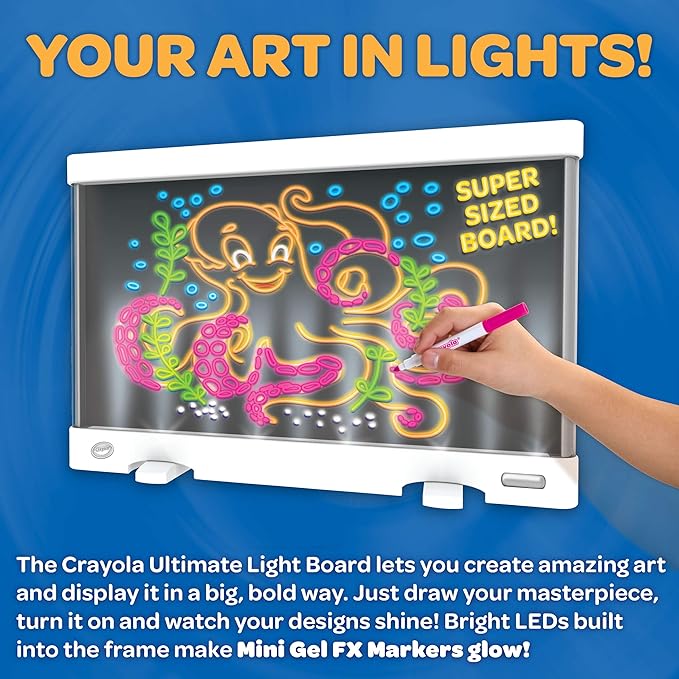 Crayola Ultimate Light Board - White, Kids Drawing Tablet, Gifts for Kids, LED Drawing Board, Sketching Art Projector, Toys for Boys & Girls, 6+