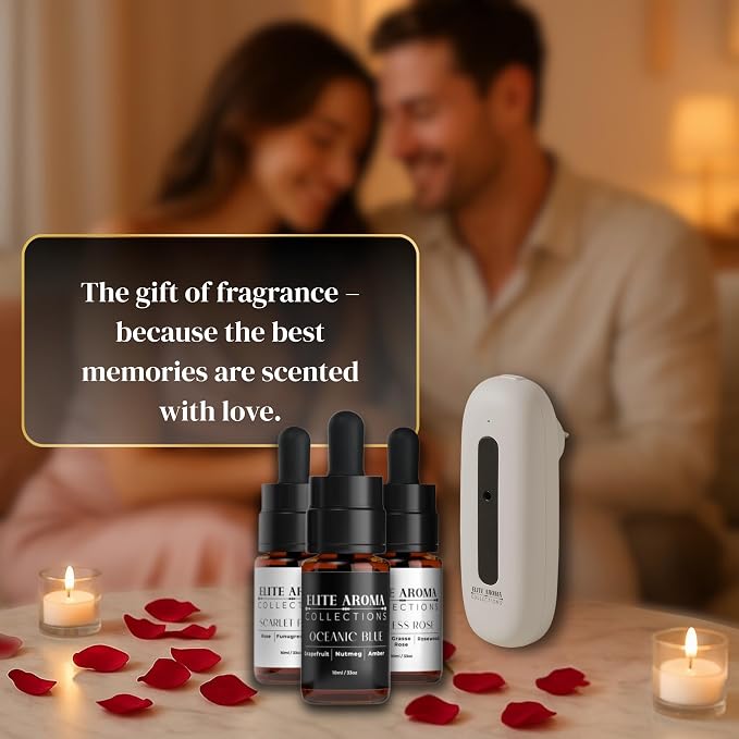 High end Floral & Fresh Hotel's and Cologne's -Inspired Essential Oils Elite Romance Set(3-Pack, 0.33 Fl Oz) – Oceanic Blue, Scarlet Petals & Timeless Rose – Scents for Diffusers & Aromatherapy