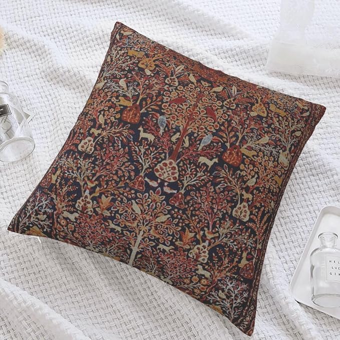 Persian Vintage Antique Carpet Nature Fine Art Pillow Covers Decorative Square Throw Pillowcase 18x18 Inch Couch Cushion Cover for Home Decor Living Room Bedroom College Dorm Bed Car Sofa