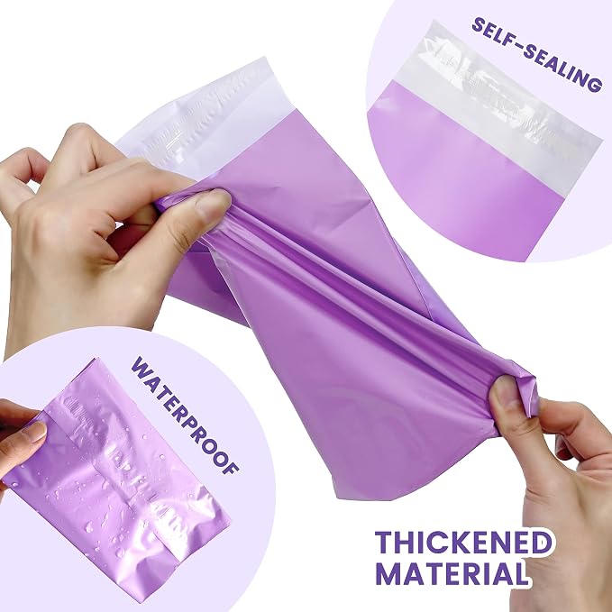 Disposal Sanitary Napkin Bags, 100 Pcs, Purple Disposable Plastic trash bag with Self-sealing for Odor-proof, disposal of Feminine Hygiene or Pet Waste, 10" x 6"