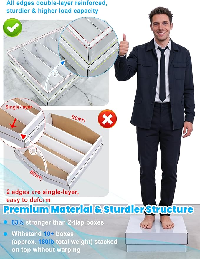 6-PACK Trading Card Storage Box -5 Row 5000ct TCG Corrugated Cardboard Storage Box, 3000ct Sports Card Box, Bulk Card Storage with Divider for MTG, Unsleeved, Toploader, Magnetic Holder