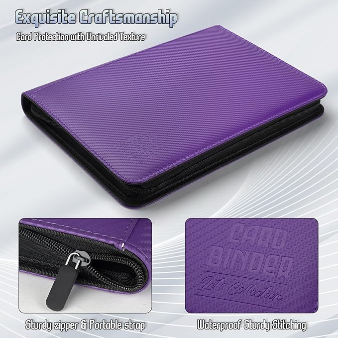 Trading Card Binder, Premium 9 Pocket Double Sided 540 Pocket PU Card Collection Binder, Collectible Trading Card Albums for MTG, TCG, Sport Card, Game Cards (Purple 1)