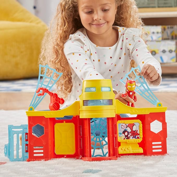 Spidey and his Amazing Friends Stark Tower Playset, Includes 4-Inch Iron Man Action Figure, Marvel Super Hero Toys for Kids 3 and Up