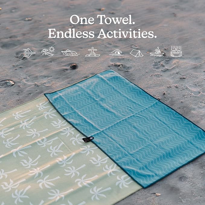 Nomadix Fitness Towel- Microterry Quick-Dry Gym & Yoga Sweat Towel, Odor-Resistant, Ultra Absorbent, Sand & Pet Hair-Resistant, Recycled Material, 30″×16″- Regenerative Black- Regenerative Teal