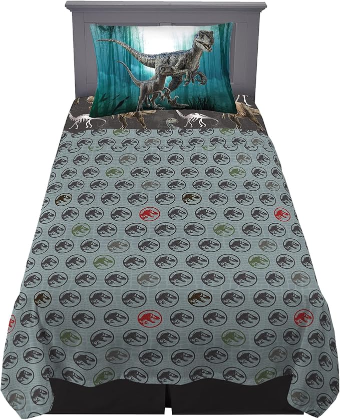 Franco Kids Bedding Super Soft Microfiber Sheet Set,3pcs, Twin, Jurassic World Dominion