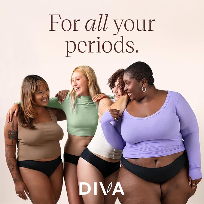 DIVA Reusable Period Underwear & DIVA Cup Model 2 - Menstrual Underwear - Medical Grade Period Cup - Bikini, Black