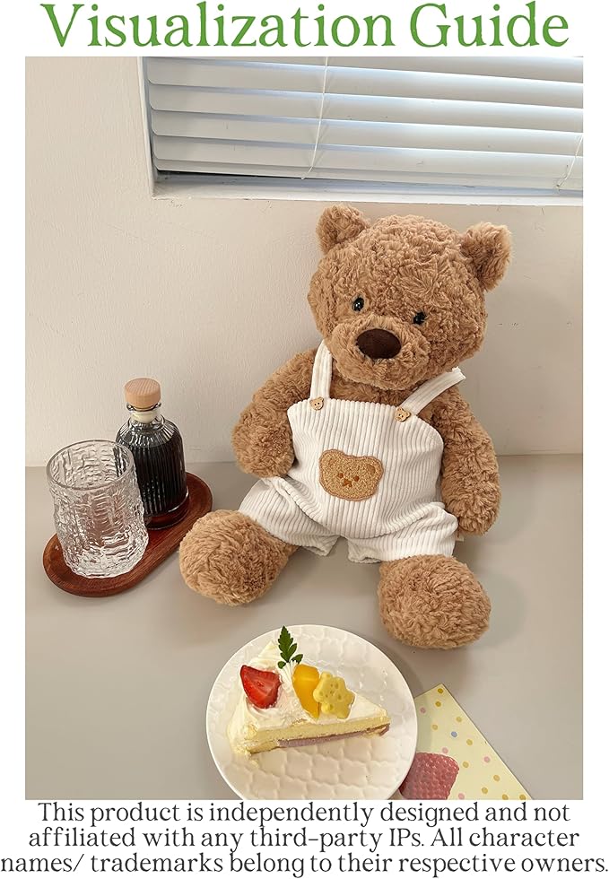 14-15"/36cm Bartholomew Overalls Set with Reversible Bandana 2-Piece Clothes for Teddy Bear（NO Doll）