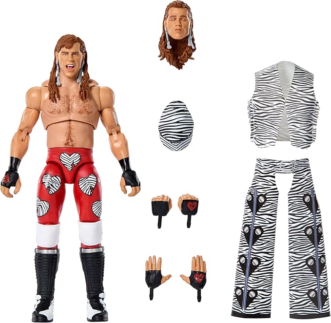Mattel WWE Ultimate Edition Action Figure & Accessories Set, Shawn Michaels 6-inch Collectible with Swappable Heads & Hands, 30 Articulation Points (Amazon Exclusive)