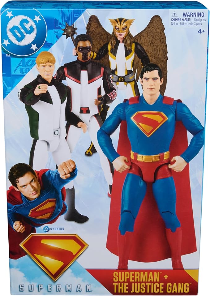 DC Comics, Superman, Green Lantern, Hawkgirl, and Mr. Terrific 4-Pack, 12-Inch Action Figure Set, Superhero Toys for Kids Ages 4 and Up