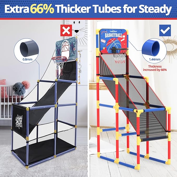 Kids Arcade Basketball Game with Electronic Scoreboard and Cheer Sounds, Indoor Outdoor Basketball Hoop with 4 Balls, Game Toy Gift for Ages 3-12 Boys and Girls