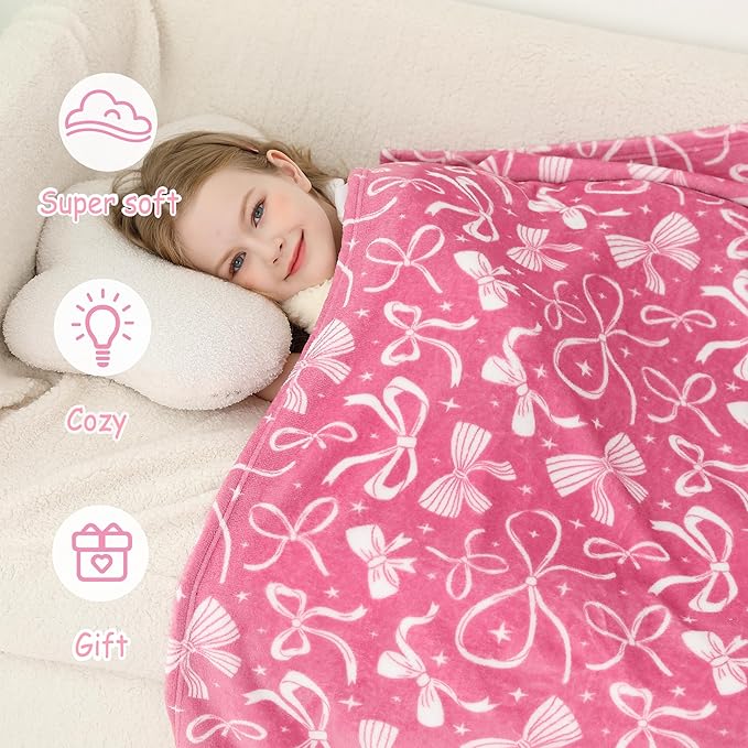 Softan Kids Throw Blanket for Girls & Boys, Warm Soft Toddler Flannel Blankets for Sofa Couch Bed， Cozy Fuzzy Plush Flannel Kids Throw Blanket for Daycare & School - Row 50x60 inches