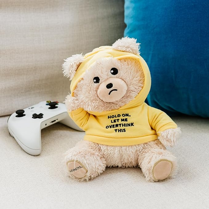 Teddy Bear Plushie - Hold On, Let Me Overthink This Sassy Stuffed Bear, Gift for Overthinkers, Teddy Bear Toy for Gifting
