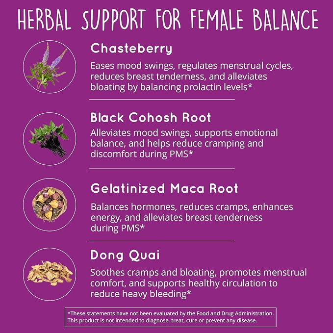 Happy Healthy Hippie Hormone Balance for Women + PMS Support, 180 Ct | PMS & PMDD Support - Mood, Cycle Regularity - Chasteberry, Maca, Dong Quai, Black Cohosh - Vegan, Non-GMO, 90 Servings