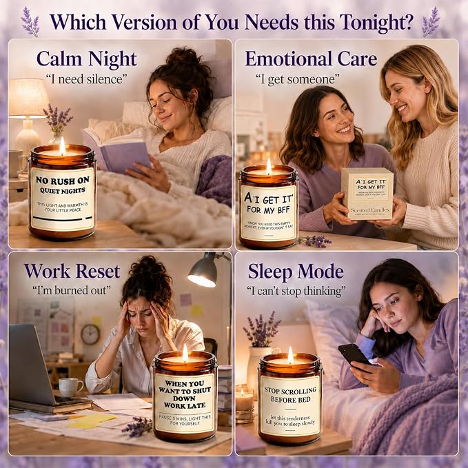 Lavender Candle for Relaxation - Aromatherapy Candles for Stress Relief & Sleep - 7oz Soy Candles for Home Scented, Calming Candles Gifts for Women Soothing Relaxing - Stop Scrolling Before Bed