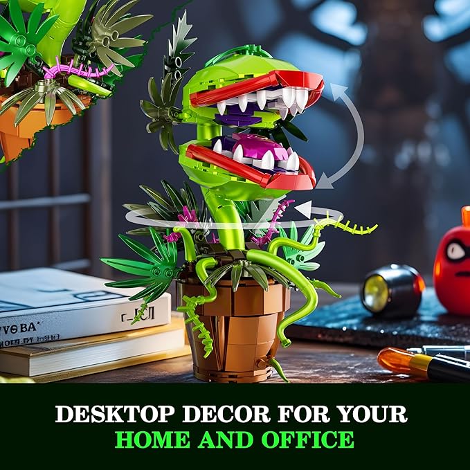 Audrey II Piranha Plant Building Blocks Set, Cannibal Plants Bonsai Building Set, Christmas Halloween Horror Flower Décor Gifts for Adults, Creative Gift for Home Décor and Office Art
