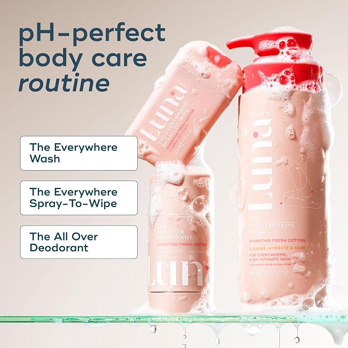 Luna Daily Body Cleansing Spray | Hydrating pH-Balanced Feminine & Body Mist | Gentle & Moisturizing for Intimate Hygiene, Underarms & Private Parts | Travel Essential for Women, Gym & Daily Care,30ml