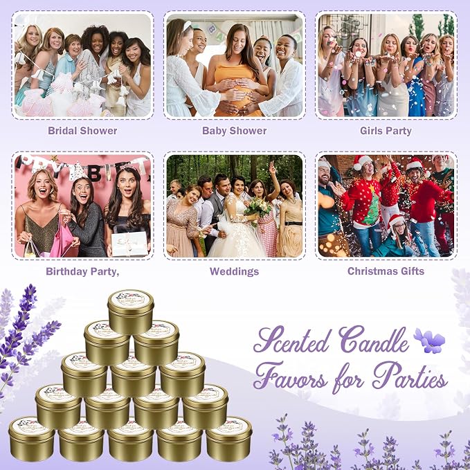 Nuanchu 20 Pcs Wedding Candles Favors for Guests Bulk 3 oz Thank You Soy Wax Flower Scented Candles Jar for Birthday Wedding Bridal Baby Shower Party Gift